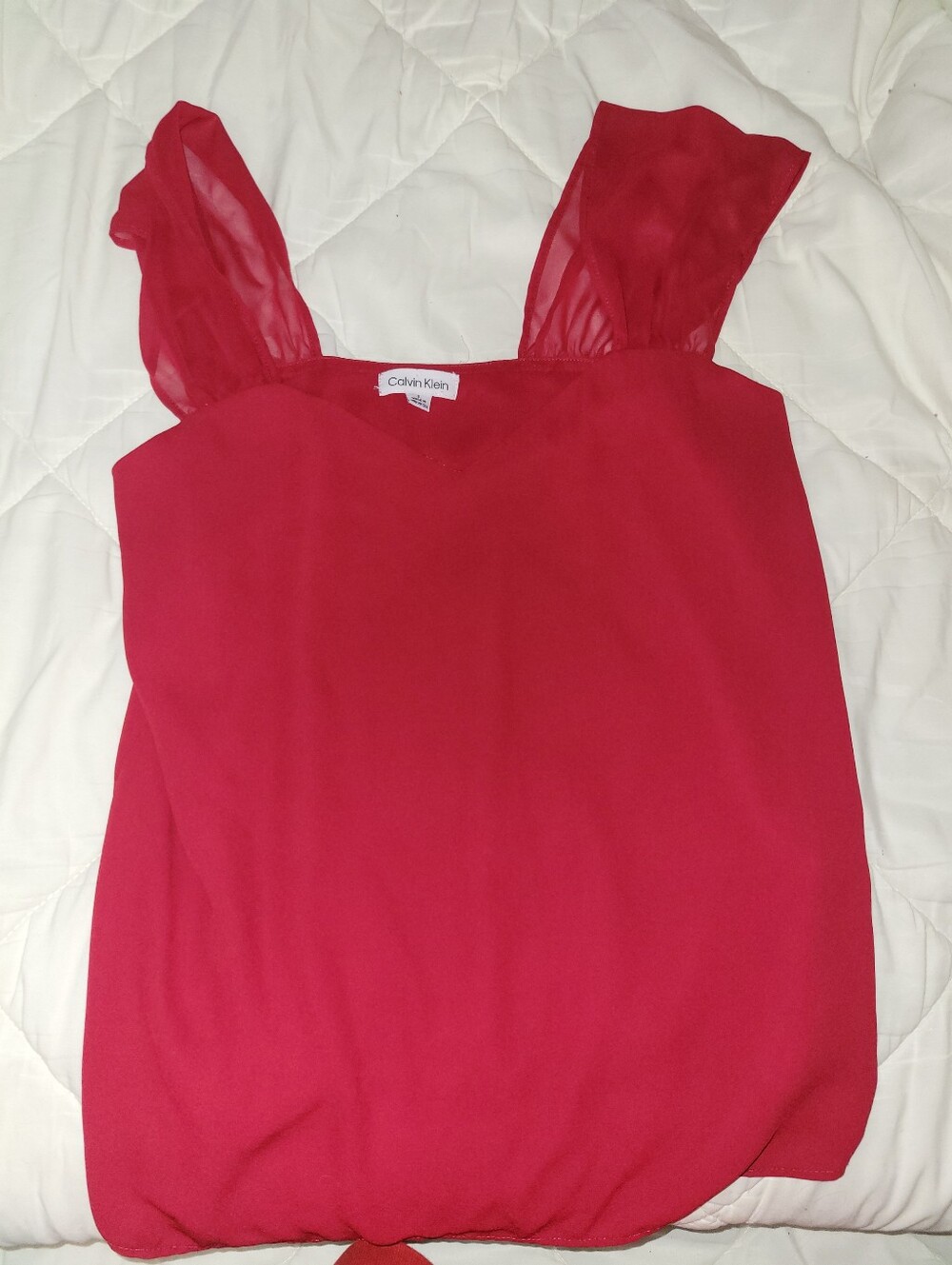 Calvin Klein Bright Red Chiffon Strap Camisole
